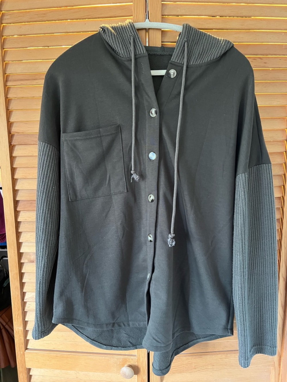 Cozy Army Green Hooded Button-Front Shacket